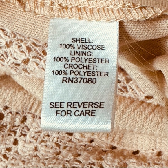 Versona Pink Peach Crochet Ruffled Tiered Sleeveless Flowy Dress Size S - Picture 7 of 9